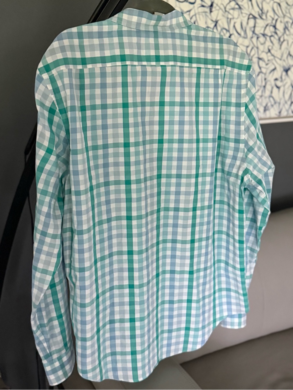 Lacoste Men's Blue & Green Gingham Button-Down Shirt - Picture 4 of 5